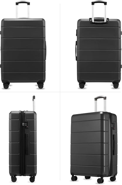 28 Inch Luggage, Expandable Hardside Large Checked Suitcases with Wheels, Black