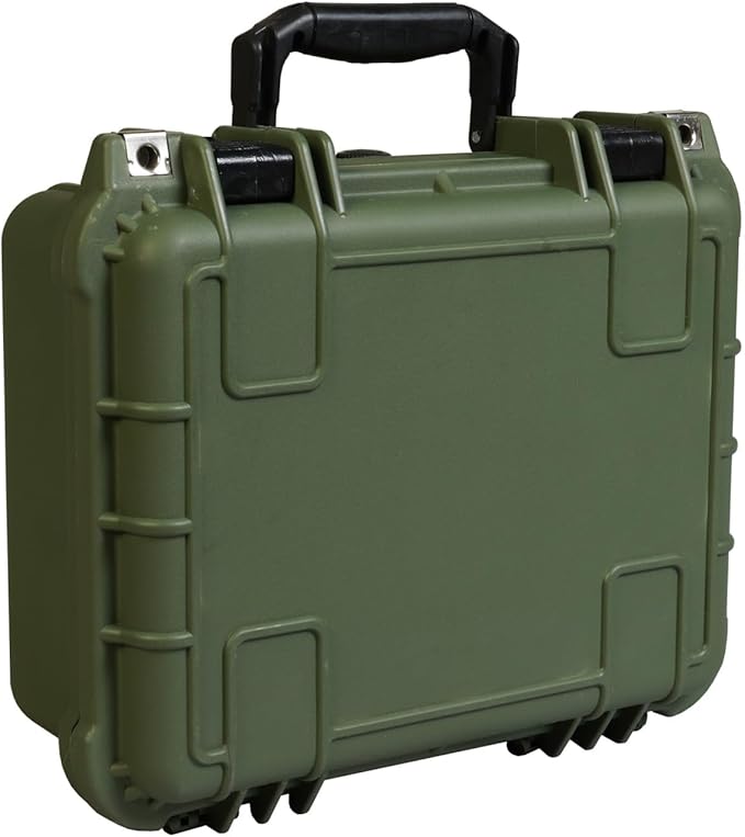14x 11.5x 6.5 Inch Hard Case, Portable Weather Waterproof Protective Camera Case with Customizable Foam, Fit Use of Drones, Camera, Equipments, Green