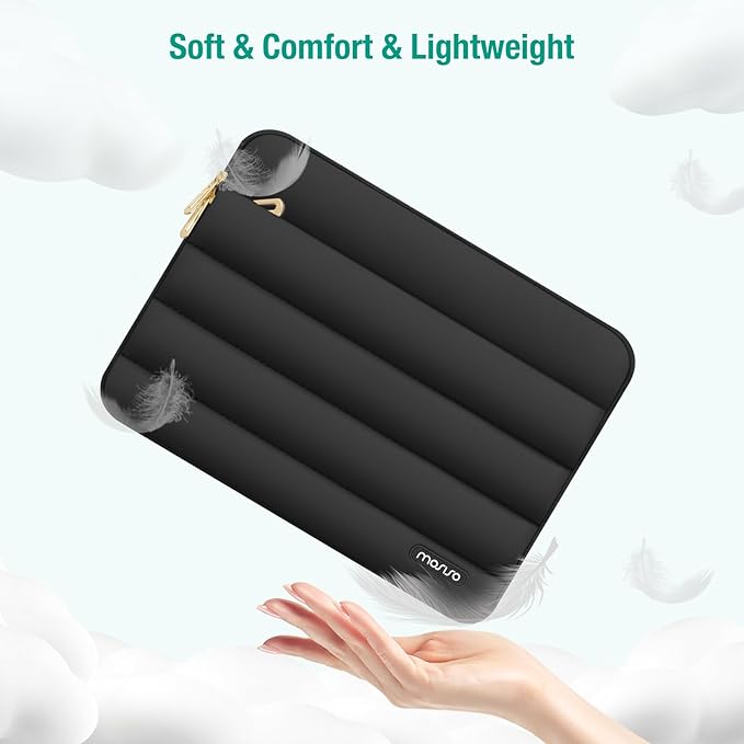 MOSISO 13.3 inch Laptop Case, 13-13.3 inch Puffy Laptop Sleeve Compatible with MacBook Air 13 13.6 M4 M3 M2 M1/Pro 13/Pro 14, HP Dell ASUS Lenovo,Polyester Horizontal Bag with Small Case, Black