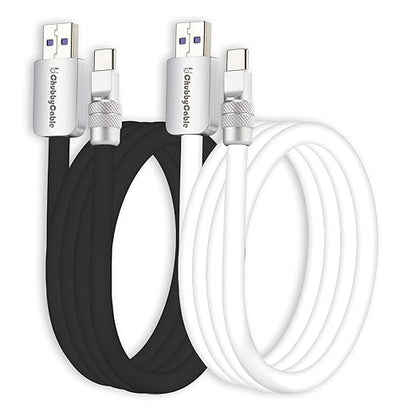 chubbycable Couple Chubby 2-Pack 120W USB C Cable Extra Thick Silicone Fast Charging Cable Compatible with iPhone 17-15 Series iPad Galaxy Series, Black+White, USB-A to Type-C, 9.8FT