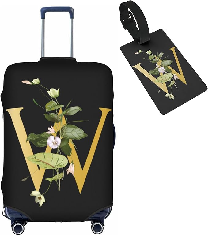 Decorative W Suitcase Protectors Elastic Washable Luggage Covers With Concealed Zippers For 18-32 Inch Luggage (Size L: Fits 25-28 Inch)