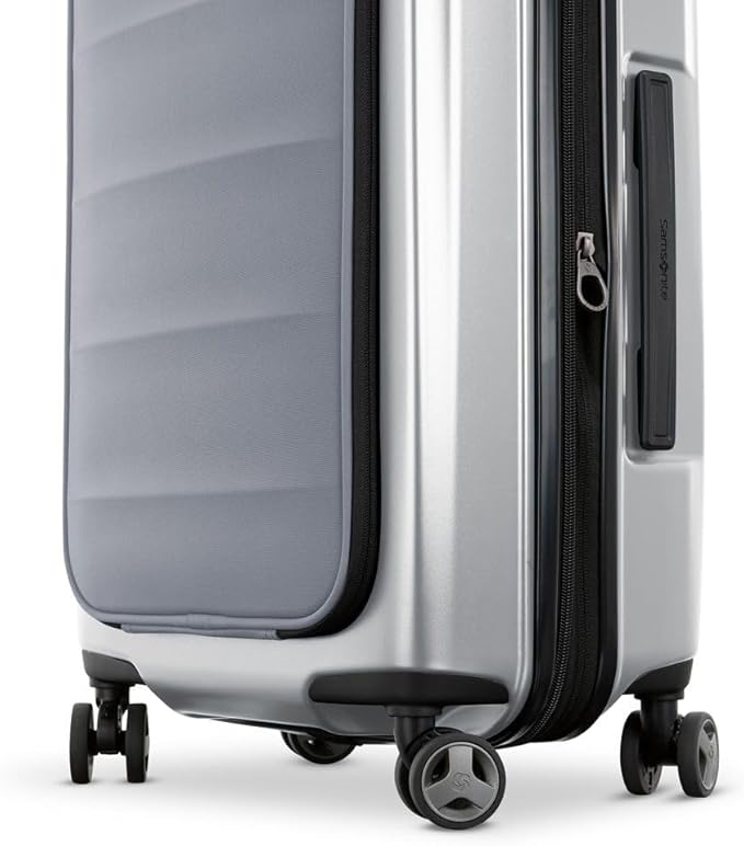 Samsonite Carry-On Pro Front Pocket Hardside Expandable 21-Inch Octiv Luggage: Durable & Impact Resistant, 360° Aero Trac Spinner Wheels, Adjustable Telescopic Handle, TSA Approved Lock - Silver