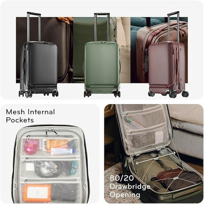 Peak Design Roller Pro Carry-On, Black, Expandable Small Suitcase with Wheels, Carbon Fiber Handle, Drawbridge Opening, Hybrid Soft/Hard Shell, Custom Hardware, Fits XL Camera Cube or Packing Cubes