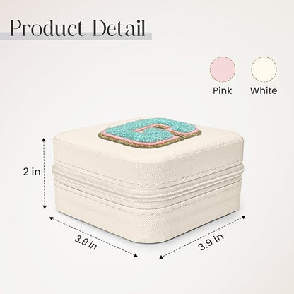 SANDJEST Personalized Jewelry Box, White Travel Jewelry Box with Initial G, Small Monogrammed Jewelry Case Organizer for Girls Women Teen Kids, Mini Travel Essentials Gifts for Birthday Christmas