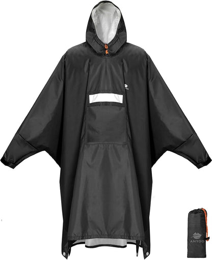 ANYOO Hooded Rain Poncho for Adults Waterproof Lightweight Rain Coat for Men Women Reusable Rain Jacket for Emergency Outdoor