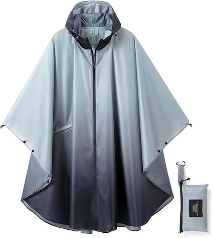 Rain Poncho Jacket Coat Hooded Zipper Style for Women/Men/Adult with Pocket