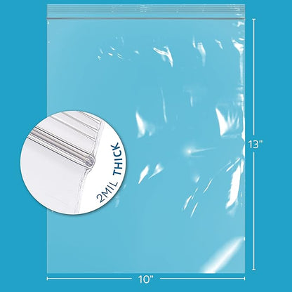 GPI - 10" x 13" Zip Bags, 500 Count, Clear Plastic Reclosable Zipper Poly Baggies, with Resealable Zip Top Lock. for Freezer, Apparel, Clothing, Food, Home & Office Supplies.