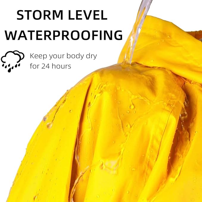 Coralrain Long Hooded Raincoat Safety Waterproof Emergency Rain Jacket Poncho for Men Women Adults