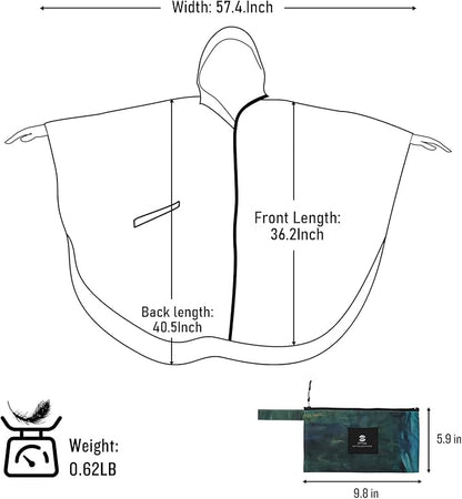 SaphiRose Unisex Rain Poncho Waterproof Raincoat Hooded for Adults Women with Pockets