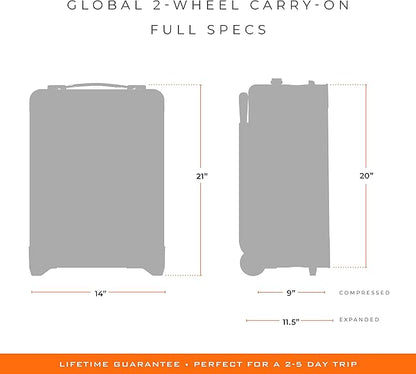 Briggs & Riley Global 2-Wheel Expandable Carry On - Luggage for International Travel, Suitcases with Wheels, Softside Rolling Bag for Men & Women, Self-Repairing Zipper - Baseline Collection, Black