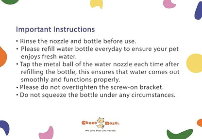 Choco Nose Patented No-Drip Dog Water Bottle/Feeder for Dogs/Cats and Other Small-Medium Sized Animals - for Cages, Crates or Wall Mount. 11.2 Oz. Mess Free Leak-Proof Nozzle 16mm, Apple Green (H590)