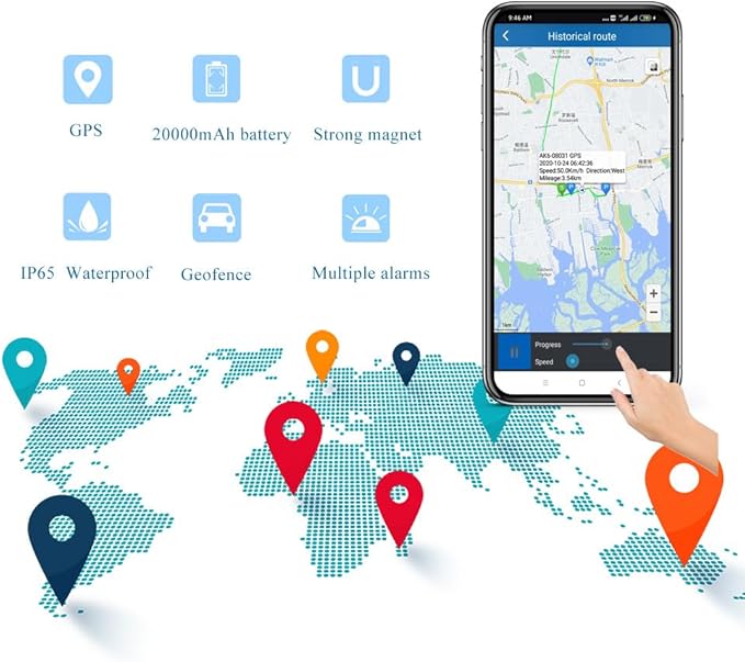 Magnetic GPS Tracker for Vehicles Tracking Device for Cars Hidden Long Battery Life Car Tracker Device Hidden for Trailer Motorcycle Truck Fleet GPS Tracker One Month Subscription Included