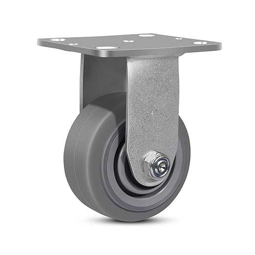 4 Inch Rubber Wheels (Flat Tread)- Heavy Duty Casters, Industrial Caster Wheels- with up to 700 LB Capacity- Use for Dollies, Utility and Maintenance Carts(1 Rigid)