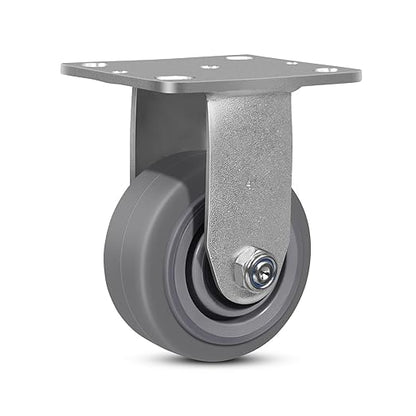 4 Inch Rubber Wheels (Flat Tread)- Heavy Duty Casters, Industrial Caster Wheels- with up to 700 LB Capacity- Use for Dollies, Utility and Maintenance Carts(1 Rigid)