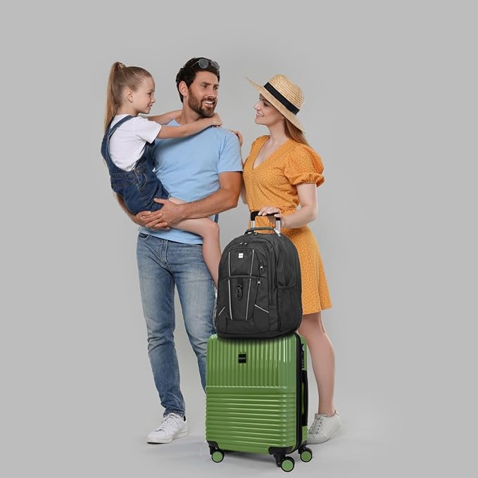 World Traveler Dejuno Tonal Ultimate Travel Combo Spinner Carry-On & Laptop Backpack 2-Piece Luggage Set - Matcha (20" Carry-On & 19" Backpack)