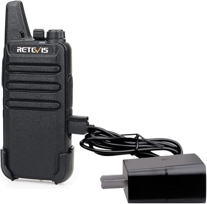 Retevis RT22 2 Way Radios Walkie Talkies,Rechargeable Long Range Two Way Radio, USB VOX Small Emergency 2 Pin Earpiece Headset,for School Retail Church Restaurant (Packed in Pairs with 5 Boxes)