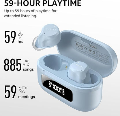 TOZO NC9 Hybrid Active Noise Cancelling Wireless Earbuds, 6 Mics ENC Clear Call, IPX8 Waterproof, in Ear Bluetooth 5.3 Headphones Stereo Bass Ear Buds 59H Playtime with LED Display 32 EQs via APP