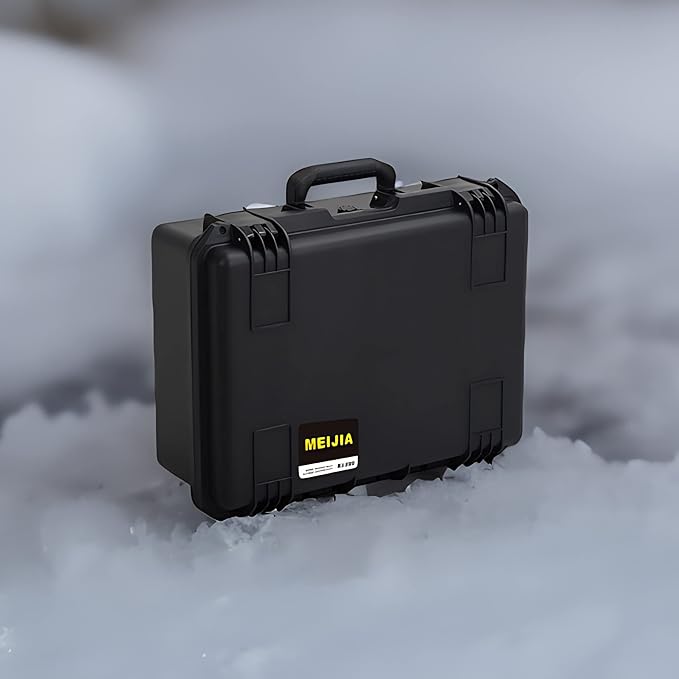 MEIJIA Portable Premium Waterproof Hard Compact Compact Case with customizable fit foam,Lightweight and Strong Design,21.2"x16.0"x8.3",Elegant Black