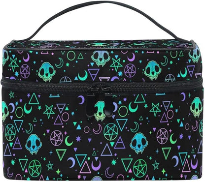 Goth Makeup Bag, Gothic Skull Makeup Organizer Bags Toiletry Bag Box Travel Cosmetic Bag Make Up Train Case for Women Teen Girl Ladies