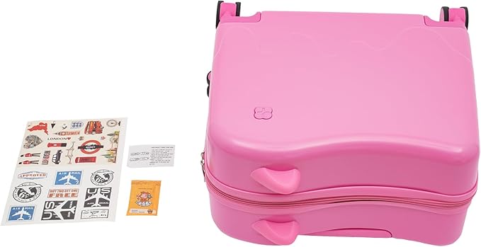 18" Ride-On Kids Suitcase with Double Spinner Wheels, Lightweight Tow-Along Luggage Carry-on Hardside Trolly Case with Password Lock, Rolling Children's Travel Luggage for Travel, School (Pink)