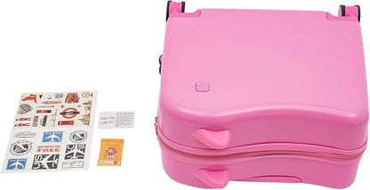 18" Ride-On Kids Suitcase with Double Spinner Wheels, Lightweight Tow-Along Luggage Carry-on Hardside Trolly Case with Password Lock, Rolling Children's Travel Luggage for Travel, School (Pink)