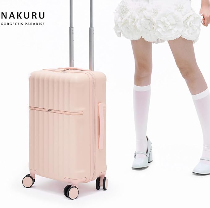 20 Inch Hardside Carry-On Luggage with Spinner Wheels, TSA Lock, Double Zippers, Thick PC Shell, Lightweight Travel Suitcase for Business, Weekend, and International Trips(Pink)