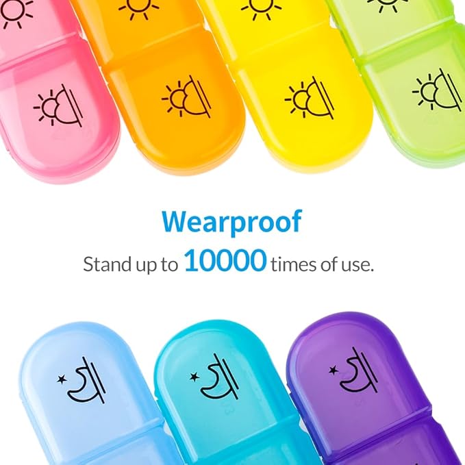 ZIKEE Weekly Pill Organizer 3 Times a Day, Compact Pill Box 7 Day with Roomy Pill Case and Sturdy Design for Managing Your Vitamins, Fish Oils, Supplements and Medications