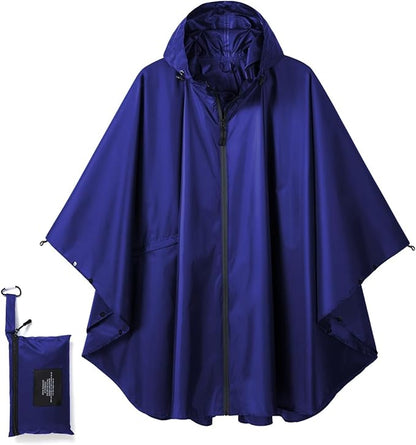 Fashion Hooded Rain Poncho Waterproof Raincoat Jacket with pocket for Women/Men/Adult