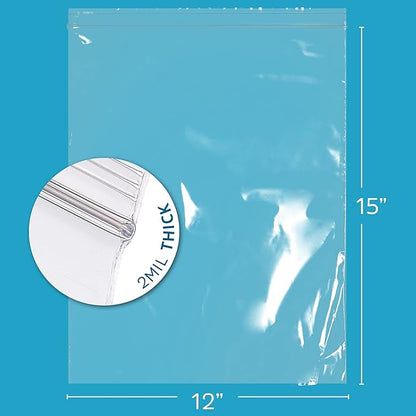 GPI - 12" x 15" Zip Bags, 1000 Count, Clear Plastic Reclosable Zipper Poly Baggies, with Resealable Zip Top Lock. for Freezer, Apparel, Clothing, Food, Home & Office Supplies.