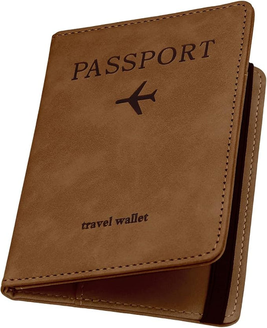 ILIYAH-Passport Cover-Passport Holder Travel Wallet-RFID-Blocking Passport Case Travel Accessories Card Holder Wallet Unisex Travel Gifts（Brown）