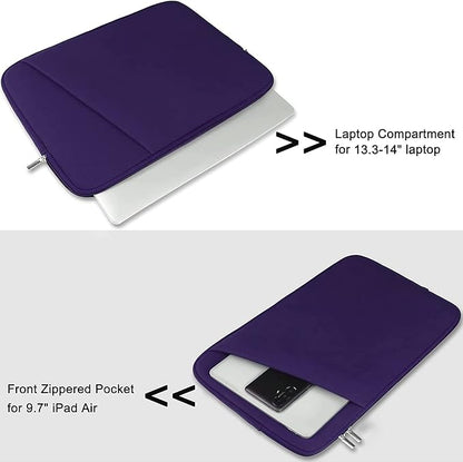 Laptop Sleeve 14 inch, Durable Carrying Bag Shockproof Protective Case Cover, Handbags Briefcase Laptop Bag Compatible with 14" MacBook Air/Pro HP Asus Lenovo Notebook Computer, Purple