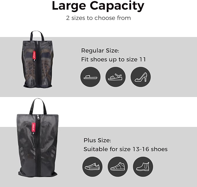 pack all Shoe Bag for Travel, Water-Resistant Shoe Pouch for Gym, Odor-Resistant Soccer Cleats Bag for Sport (Dual Pocket Version)