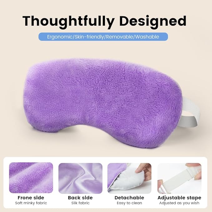 Microwave Heated Eye Mask, Steam Warm Compress for Dry Eyes, Work with Relieve, Blepharitis & Stye Treatment (Purple) - 2 Pack