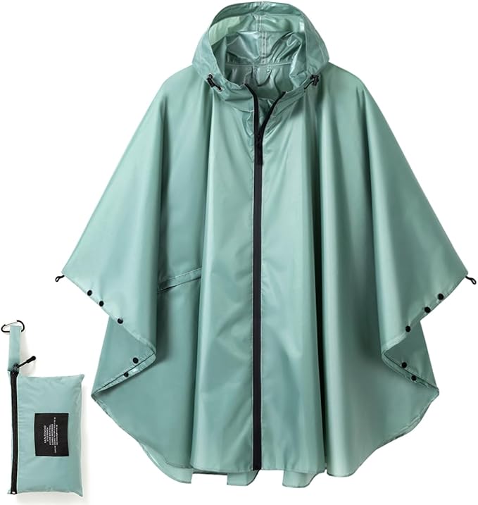 Fashion Hooded Rain Poncho Waterproof Raincoat Jacket with pocket for Women/Men/Adult