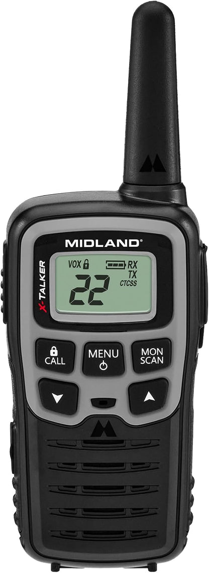 Midland - T51SLV X-Talker Spotting and Recovery Walkie -Talkie Long Range - FRS Two Way Radio for Adults and Kids, 38 Privacy Codes - Black/Silver - 2-Pack