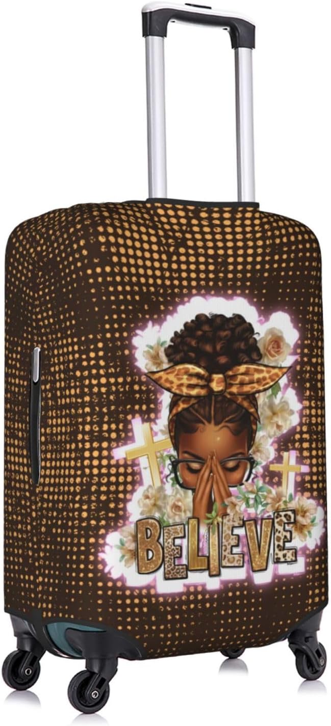 Travel Suitcase Protector African American Girl Elastic Protective Washable Luggage Cover With Concealed Zipper Suitable For 18-32 Inch(L (for 25-28 inch luggage))