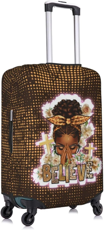 Travel Suitcase Protector African American Girl Elastic Protective Washable Luggage Cover With Concealed Zipper Suitable For 18-32 Inch(L (for 25-28 inch luggage))