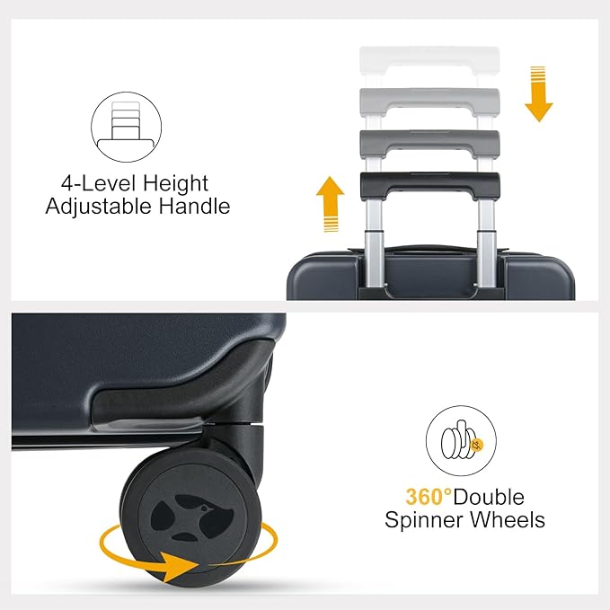 MGB Carry on Luggage 22 X 14 X 9 Airline Approved Suitcase with Wheels,20 Inch Travel Suitcase Lightweight with Spinner wheels And Hard Luggage Airline Approved with TSA Lock Carry on