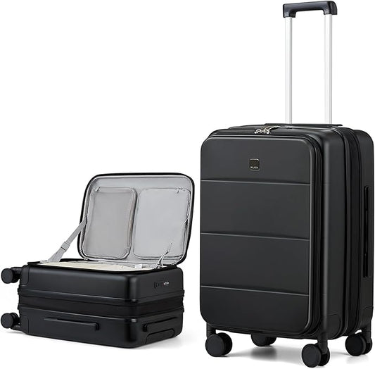 MILADA 24 Inch Expandable Top Opening Luggage with Spinner Wheels Medium Checked Suitcase with Wheels Hard Shell Trunk Suitcase TSA Approved Luggage for travel, Black