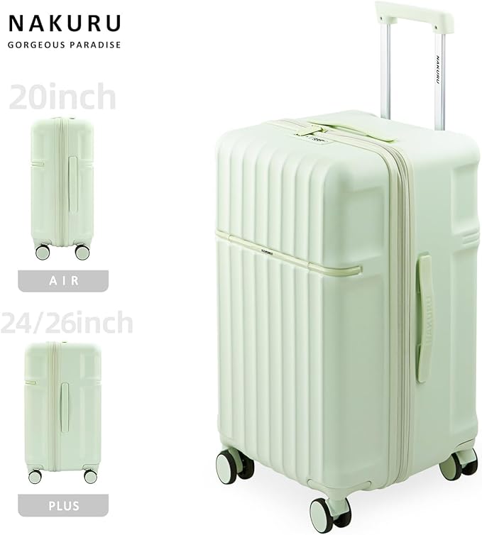 20 Inch Hardside Carry-On Luggage with Spinner Wheels, TSA Lock, Double Zippers, Thick PC Shell, Lightweight Travel Suitcase for Business, Weekend, and International Trips(Green)