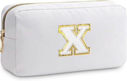 Initial X Makeup Bags Initial Letter A-Z Cosmetic Bag for Women Friends Daughter Sister Mom Inspirational Gifts Travel Toiletry Bag Christmas Birthday Gifts for Her Bridesmaid Bff Makeup Pouch X