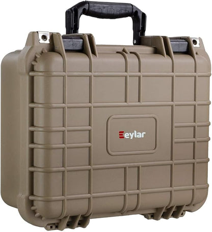 Eylar Protective Camera Hard Case Water & Shock Proof with Foam 13.37 inch 11.62 inch 6 inch Tan (Tan)
