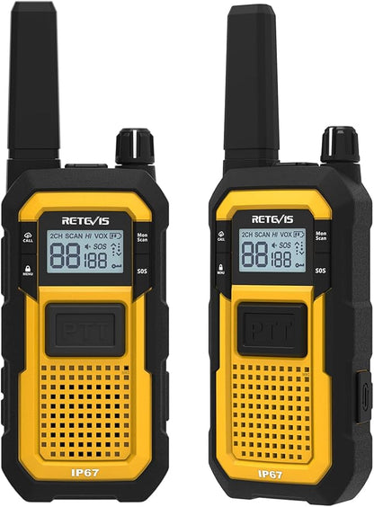 Retevis RB48 2 Way Radio Long Range, IP67 Waterproof Walkie Talkies Adults, Drop-Proof, 2000mAh, Emergency, Heavy Duty Two Way Radios, for Job Site Construction Warehouse(6 Pack)