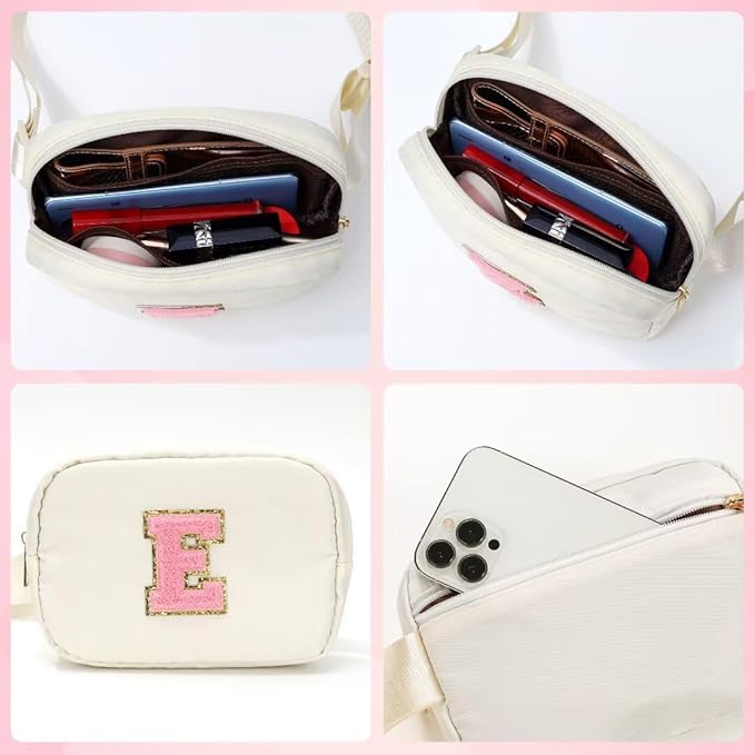 YOOLIFE Bridesmaid Gifts - Bridesmaid Proposal Gift Wedding Day, Bridal Shower Gifts, Maid of Honor Gifts, Bachelorette Party Decorations Favors, White Initial Crossbody Bag Belt Bag Y