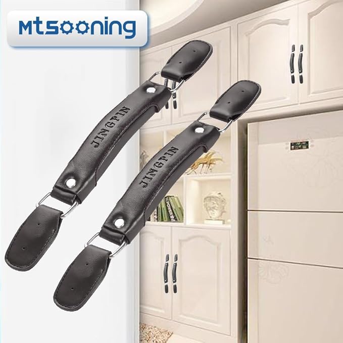 Mtsooning 2PCS Luggage Handle,150mm Leather Pull Handle Grip, Brown Suitcase Handle Carry Strap Replacement Part for Luggage Suitcase Box Black Tone