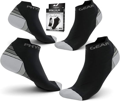 Physix Gear Short Compression Socks for Men & Women - Best Low Compression Socks Women & Men Ankle Socks with Arch Support