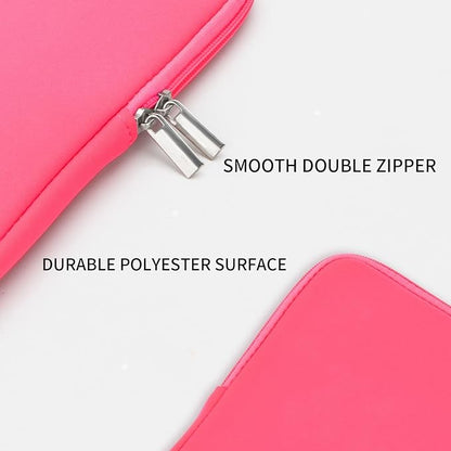 RAINYEAR 15 Inch Laptop Sleeve Protective Case Fluffy Lining Cover with Accessories Pouch, Compatible with 15.4" MacBook Pro/Air A3241 A2941 A3114 A1938 A1707 A1990 (Bright Pink, Upgraded Version)
