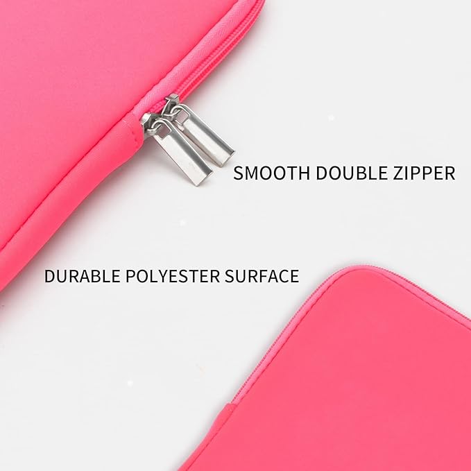 RAINYEAR 15.6 Inch Laptop Sleeve Case Soft Fluffy Lining Zipper Padded Cover Carrying Bag with Accessories Pouch, Compatible with 15.6" Notebook Computer Chromebook (Bright Pink, Upgraded Version)