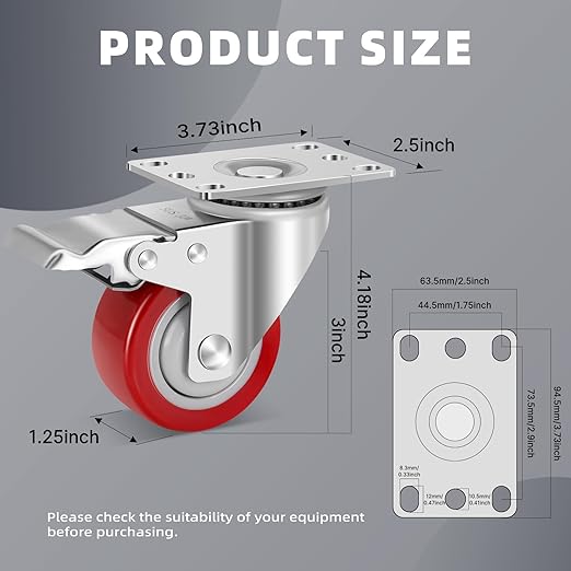 W B D WEIBIDA 3 Inch Stainless Steel Caster Wheels with Brake,Rust-Proof Heavy Duty 304 Casters Set of 8,Anti-Corrosion Industrial Castor for Furniture,Labs,Hospitals,Restaurants