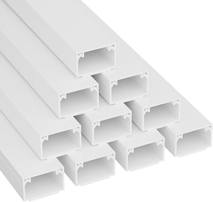 D-Line 32.8ft Cable Raceway, Self Adhesive Cord Cover, Hide and Protect Surface Wires, Paintable - 10x 1in (W) x 0.63in (H) x 39in Lengths - White